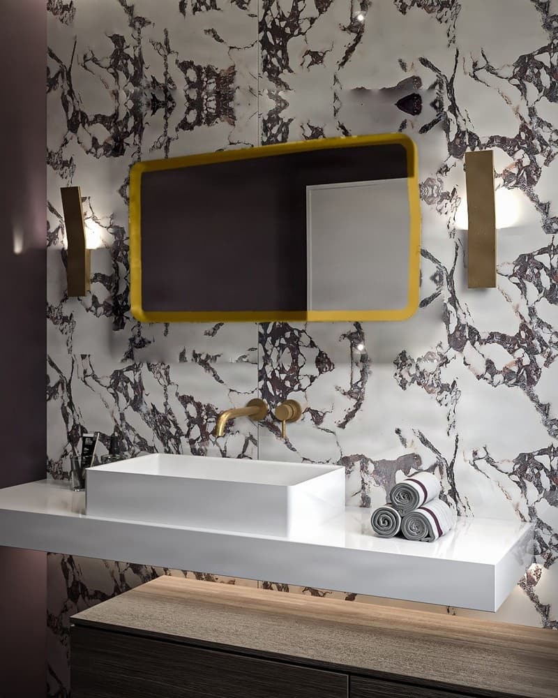 Καθρέπτης μπάνιου με Led Project Mirrors Iron Curved Ματ Χρυσό 50x90cm