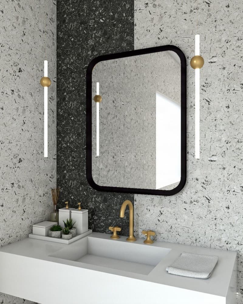 Καθρέπτης μπάνιου με Led Project Mirrors Iron Curved Ματ Μαύρο 60x80cm