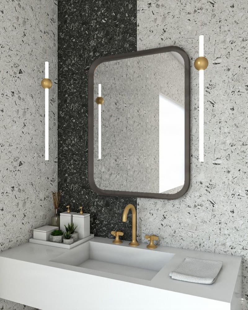Καθρέπτης μπάνιου με Led Project Mirrors Iron Curved Γραφίτης 60x80cm
