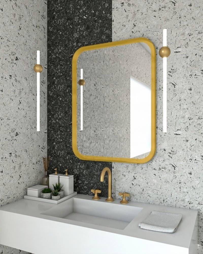 Καθρέπτης μπάνιου Project Mirrors Iron Curved Ματ Χρυσό 60x80cm