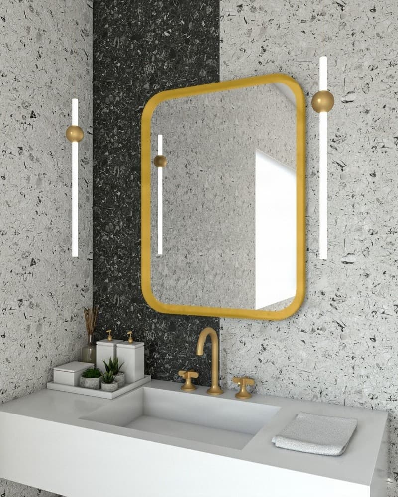 Καθρέπτης μπάνιου με Led Project Mirrors Iron Curved Ματ Χρυσό 60x80cm