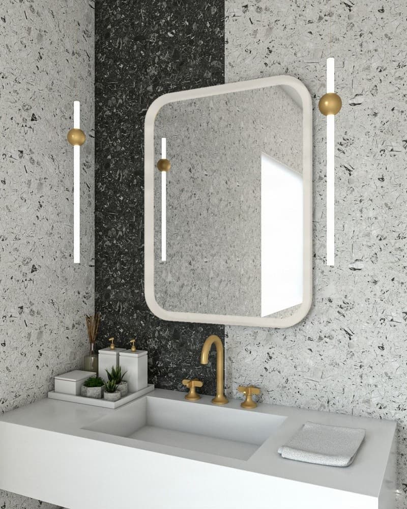 Καθρέπτης μπάνιου με Led Project Mirrors Iron Curved Ματ Λευκό 60x80cm