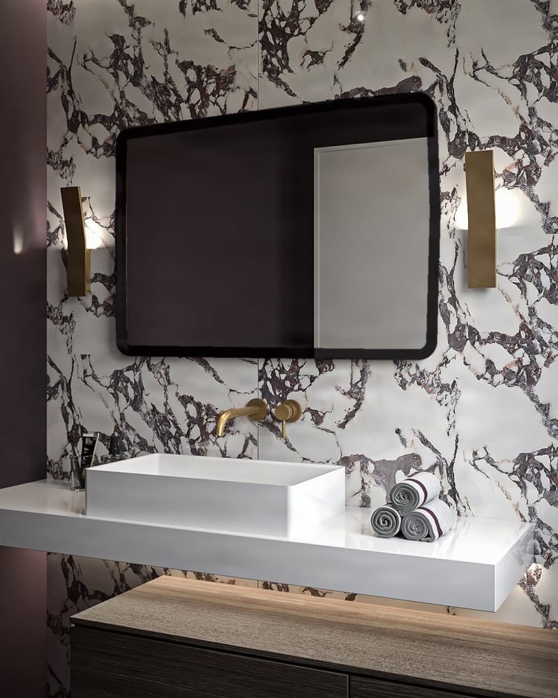Καθρέπτης μπάνιου με Led Project Mirrors Iron Curved Ματ Μαύρο 70x100cm