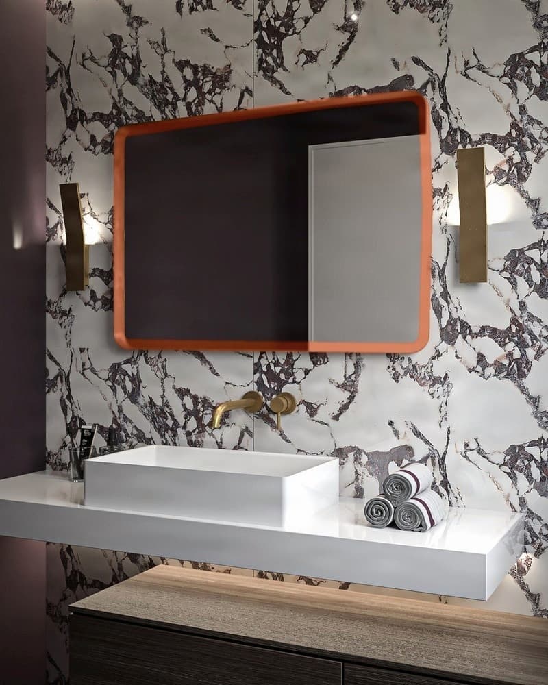 Καθρέπτης μπάνιου με Led Project Mirrors Iron Curved Ματ Χαλκός 70x100cm