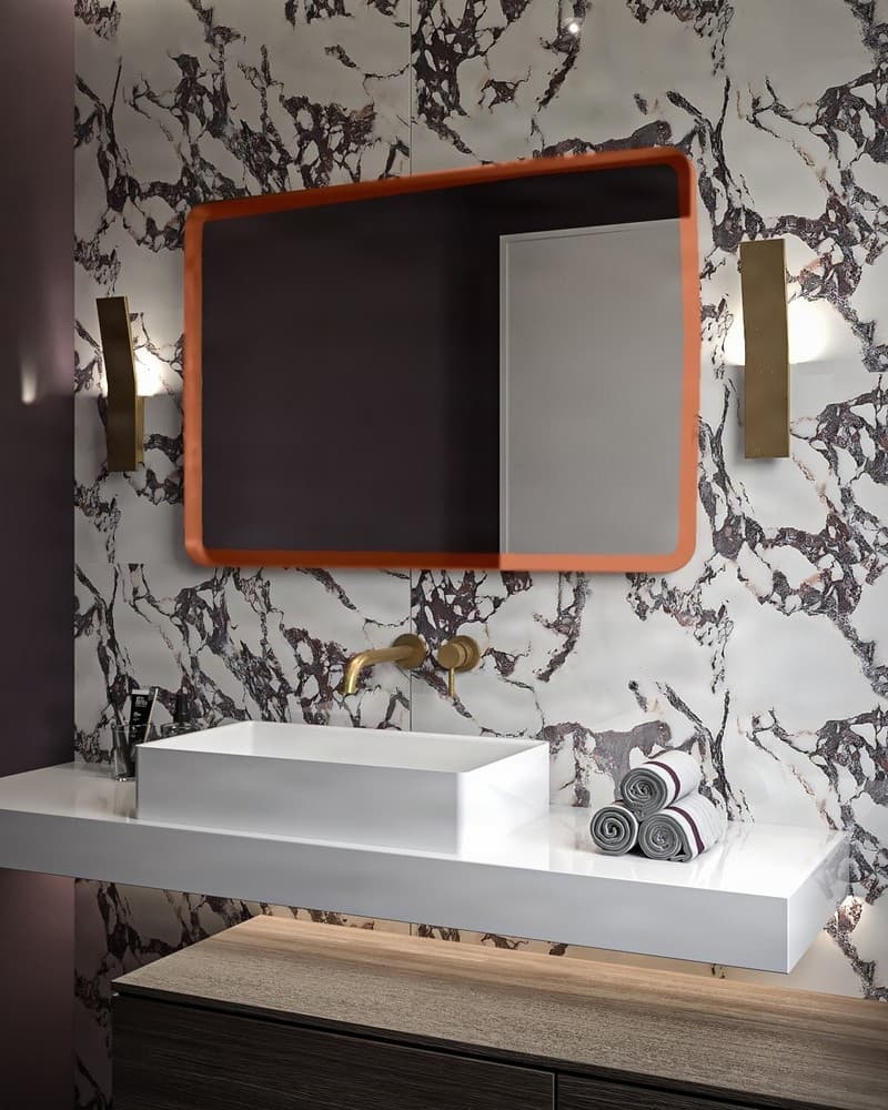 Καθρέπτης μπάνιου με Led Project Mirrors Iron Curved Χαλκός 70x100cm