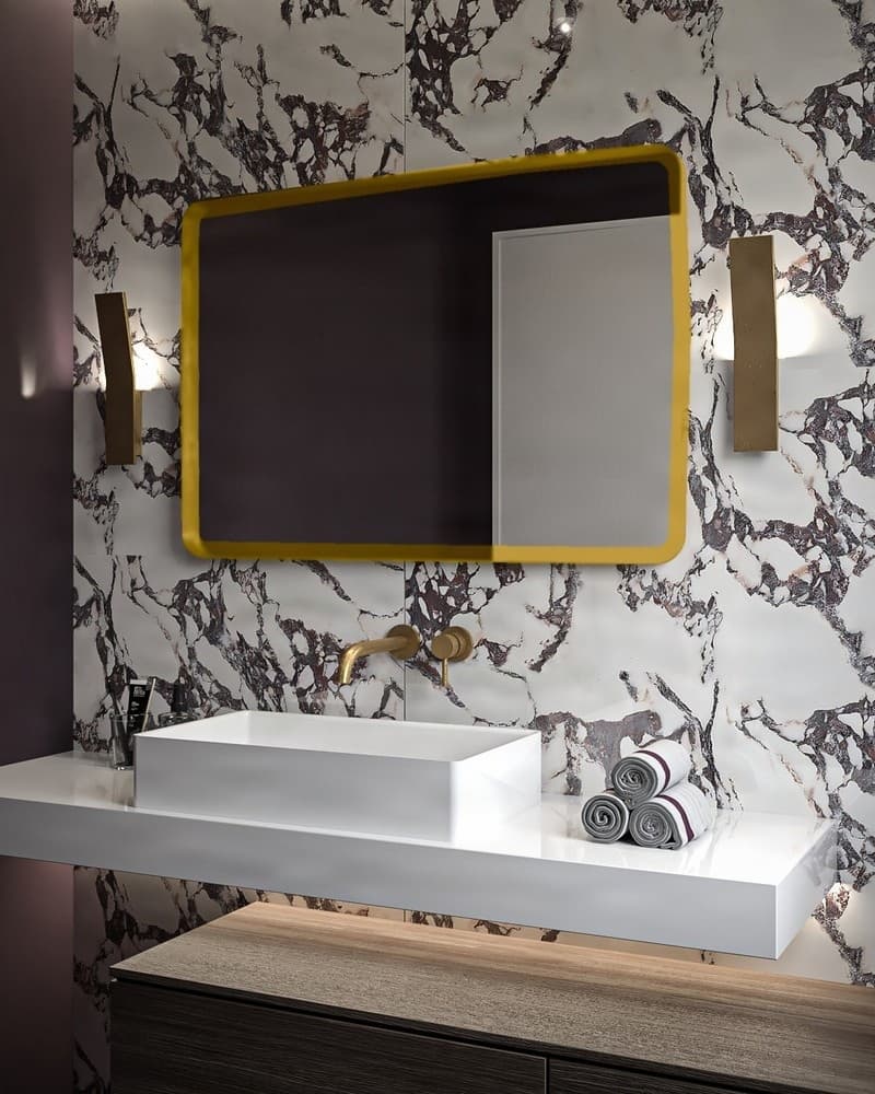 Καθρέπτης μπάνιου με Led Project Mirrors Iron Curved Ματ Χρυσό 70x100cm