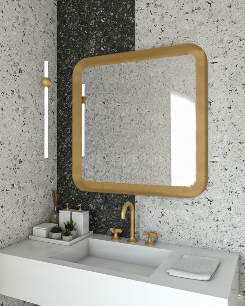 Καθρέπτης μπάνιου με Led Project Mirrors Iron Curved Ματ Μπρονζέ 80x80cm
