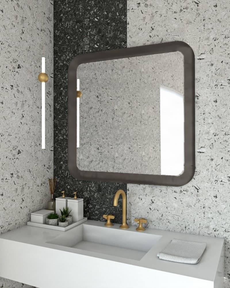 Καθρέπτης μπάνιου με Led Project Mirrors Iron Curved Γραφίτης 80x80cm