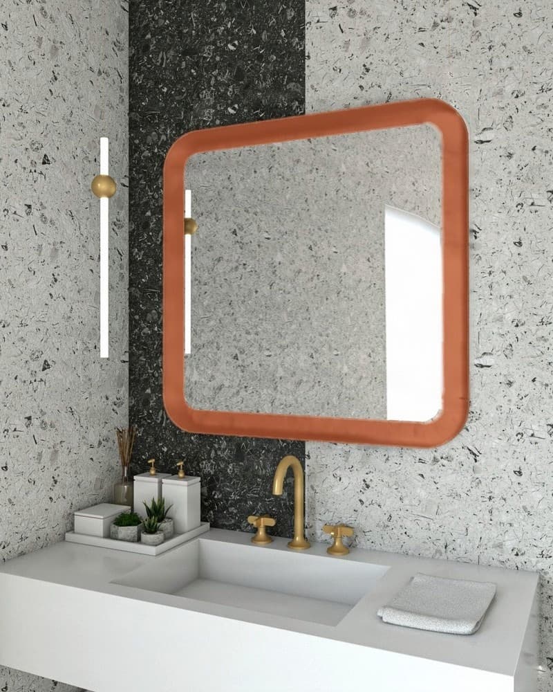 Καθρέπτης μπάνιου με Led Project Mirrors Iron Curved Ματ Χαλκός 80x80cm