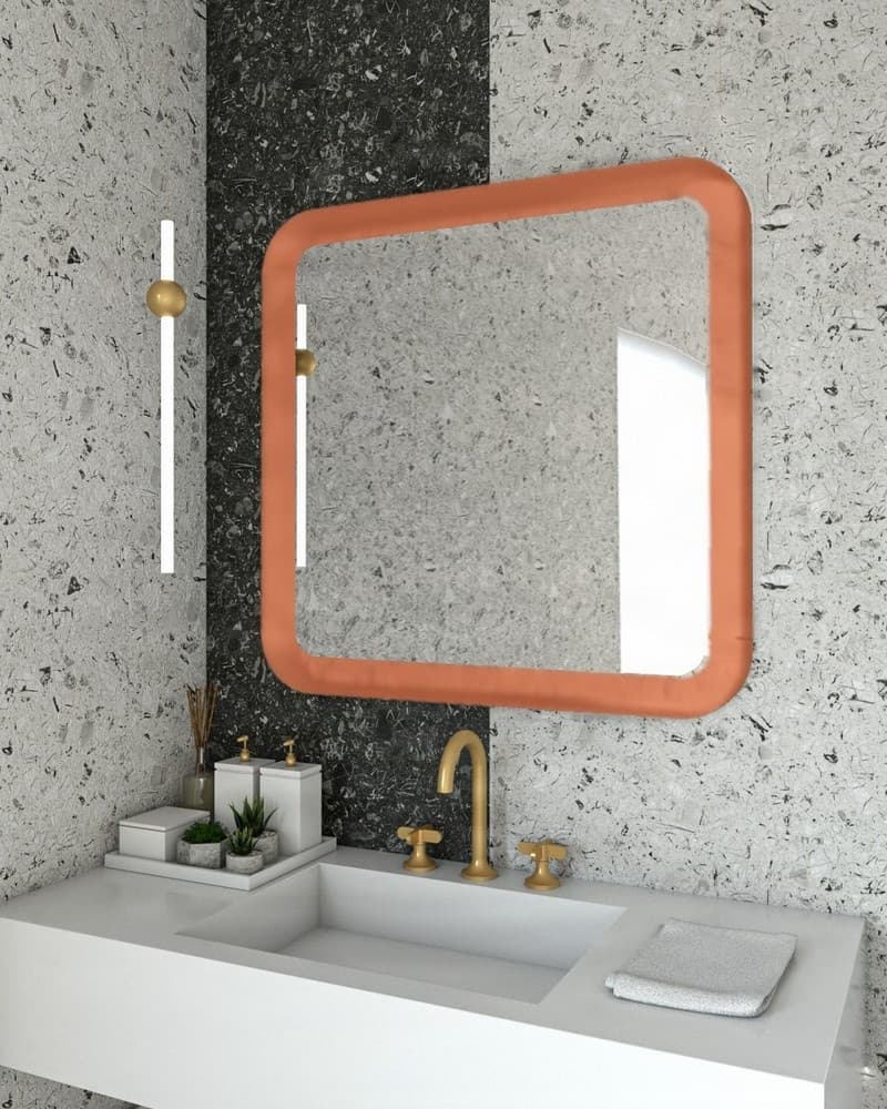 Καθρέπτης μπάνιου με Led Project Mirrors Iron Curved Χαλκός 80x80cm