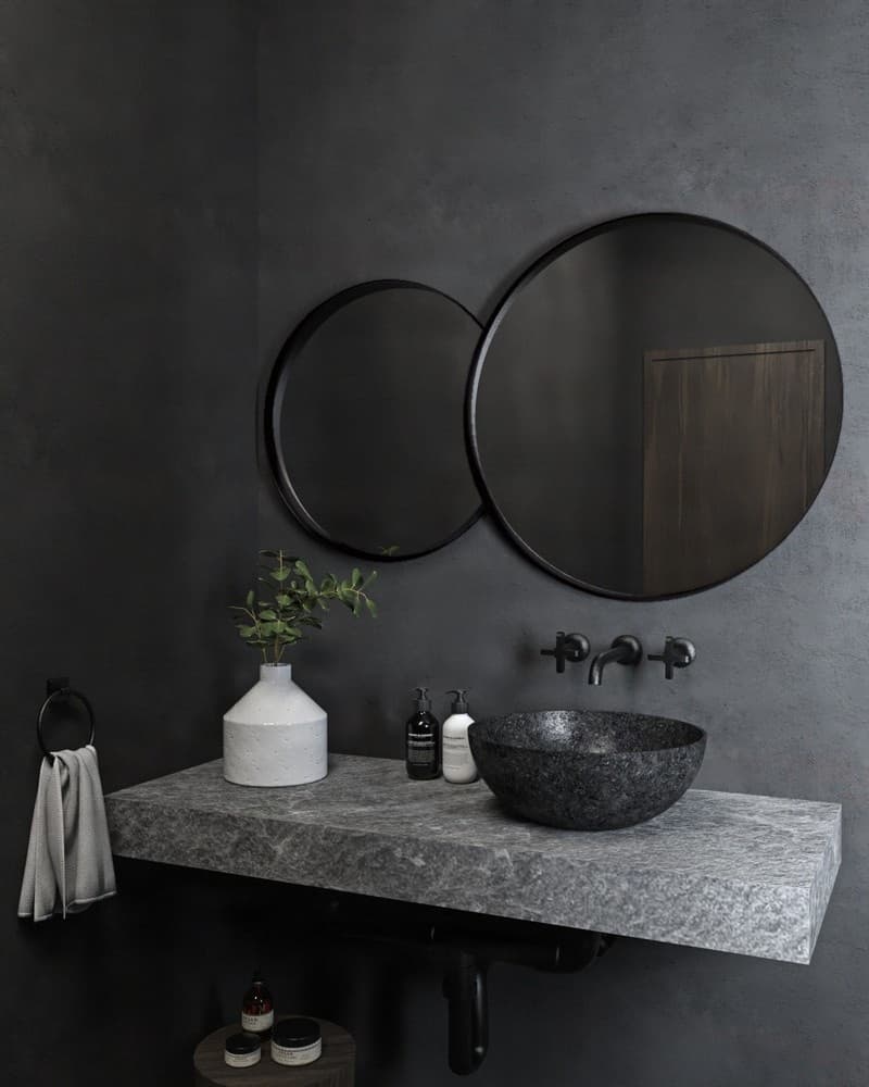 Καθρέπτης μπάνιου Project Mirrors Iron Double Eye Ματ Μαύρο 70x117cm