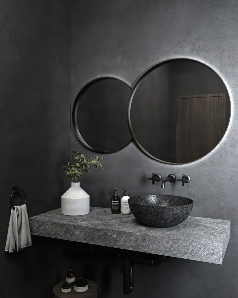Καθρέπτης μπάνιου με Led Project Mirrors Iron Double Eye Ματ Γραφίτης 70x117cm