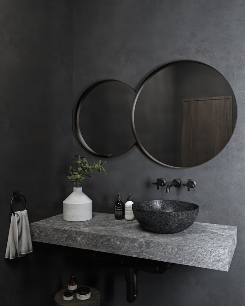 Καθρέπτης μπάνιου Project Mirrors Iron Double Eye Ματ Γραφίτης 70x117cm