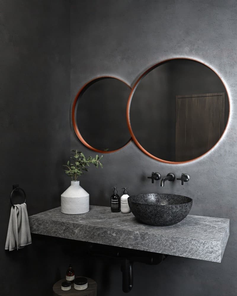 Καθρέπτης μπάνιου με Led Project Mirrors Iron Double Eye Ματ Χαλκός 70x117cm