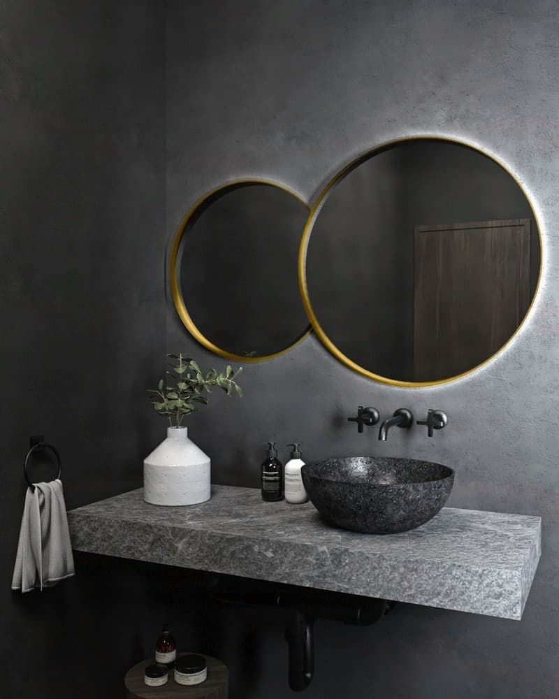 Καθρέπτης μπάνιου με Led Project Mirrors Iron Double Eye Ματ Χρυσό 70x117cm