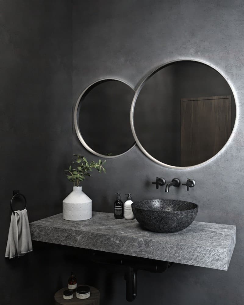 Καθρέπτης μπάνιου με Led Project Mirrors Iron Double Eye Ματ Γκρι 70x117cm
