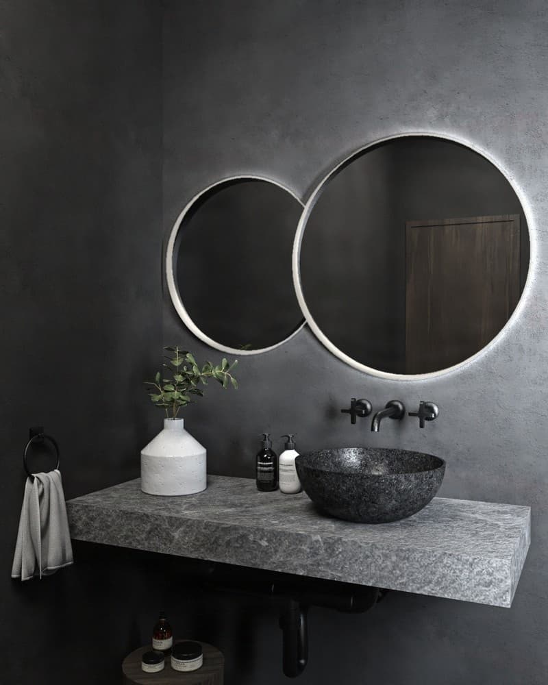 Καθρέπτης μπάνιου με Led Project Mirrors Iron Double Eye Ματ Λευκό 70x117cm