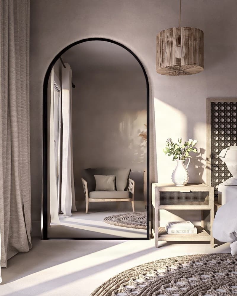 Καθρέπτης Επιδαπέδιος με Led Project Mirrors Iron Floor Arch Ματ Μαύρο 100x190cm