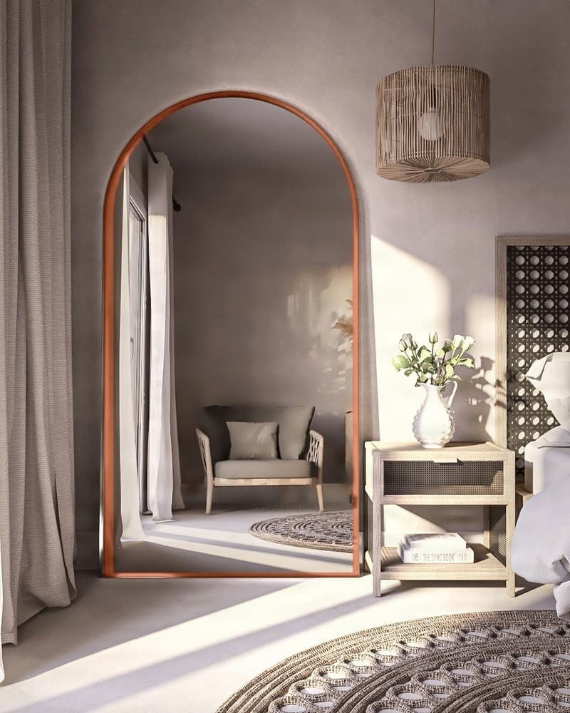 Καθρέπτης Επιδαπέδιος με Led Project Mirrors Iron Floor Arch Ματ Χαλκός 100x190cm