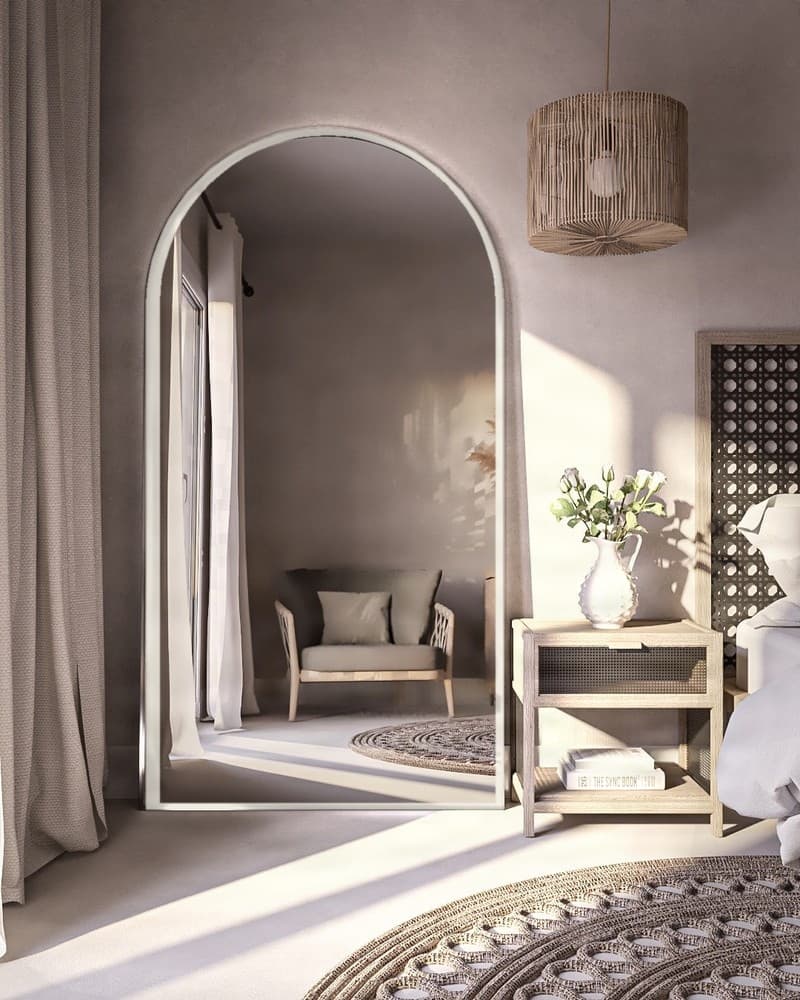 Καθρέπτης Επιδαπέδιος με Led Project Mirrors Iron Floor Arch Ματ Λευκό 100x190cm