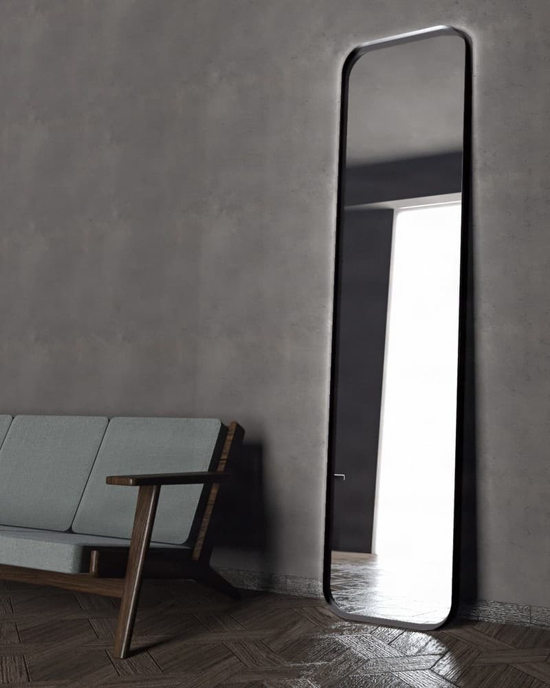 Καθρέπτης Επιδαπέδιος με Led Project Mirrors Iron Floor Curved Ματ Μαύρο 50x200cm