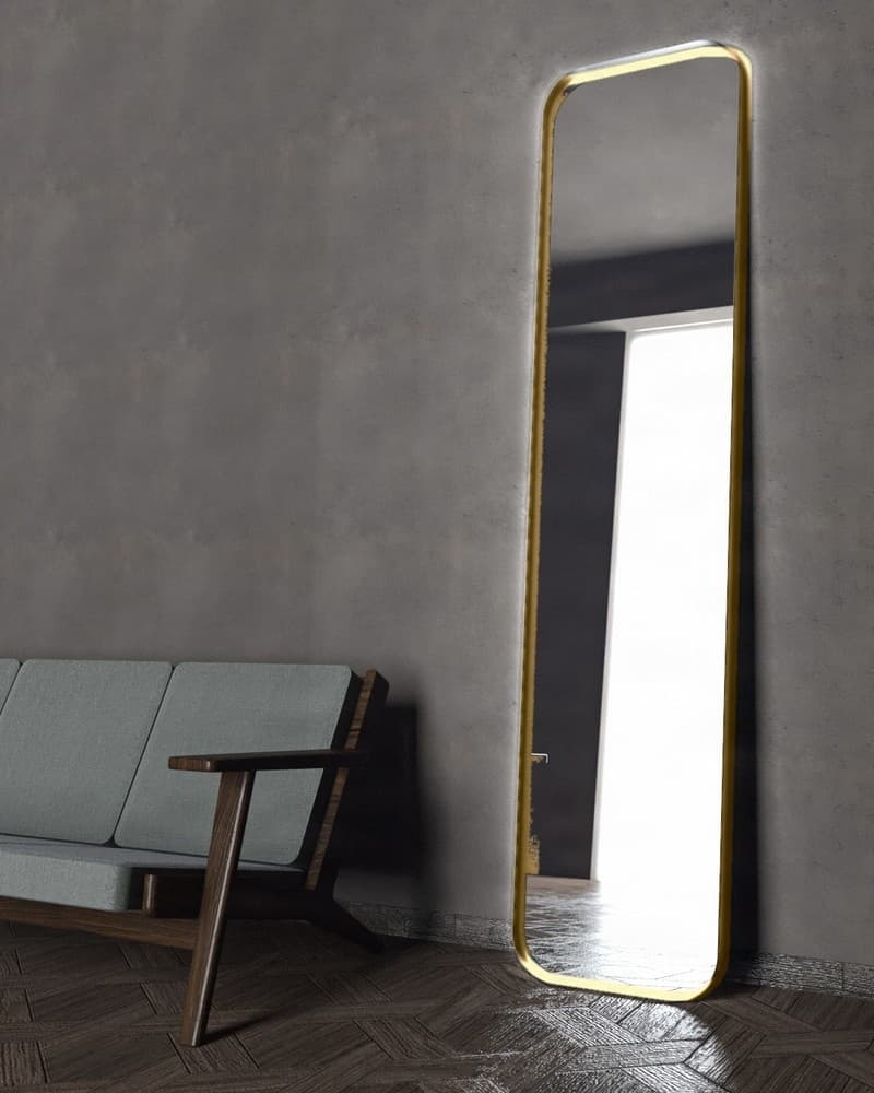 Καθρέπτης Επιδαπέδιος με Led Project Mirrors Iron Floor Curved Ματ Μπρονζέ 50x200cm