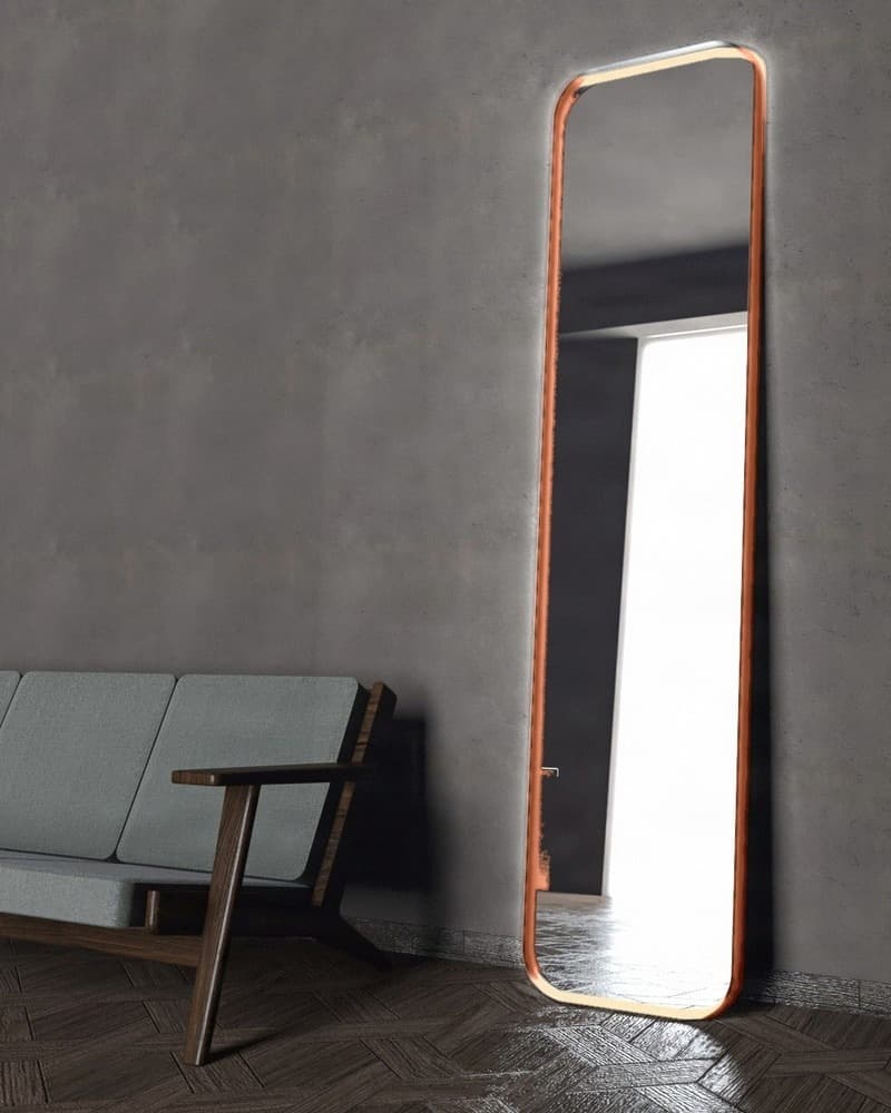 Καθρέπτης Επιδαπέδιος με Led Project Mirrors Iron Floor Curved Ματ Χαλκός 50x200cm