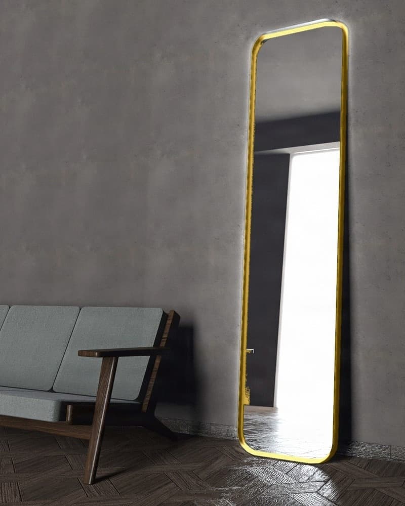 Καθρέπτης Επιδαπέδιος με Led Project Mirrors Iron Floor Curved Ματ Χρυσό 50x200cm