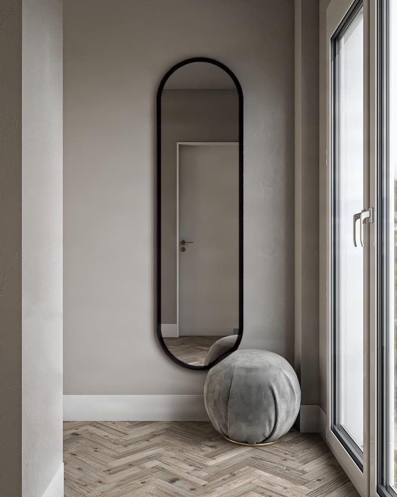 Καθρέπτης Επιδαπέδιος με Led Project Mirrors Iron Floor Semi Oval Ματ Μαύρο 50x180cm