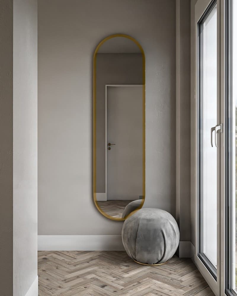 Καθρέπτης Επιδαπέδιος με Led Project Mirrors Iron Floor Semi Oval Ματ Μπρονζέ 50x180cm