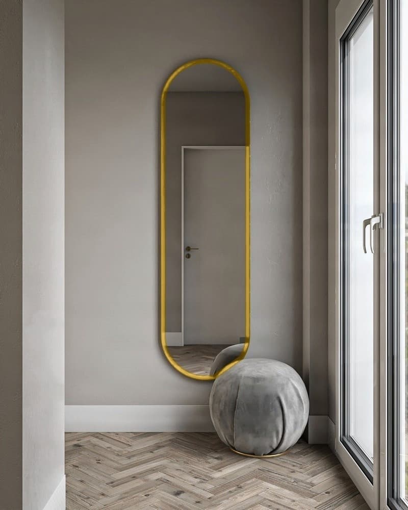 Καθρέπτης Επιδαπέδιος Project Mirrors Iron Floor Semi Oval Ματ Χρυσό 50x180cm