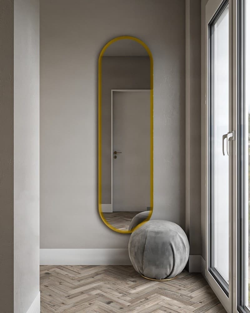 Καθρέπτης Επιδαπέδιος με Led Project Mirrors Iron Floor Semi Oval Ματ Χρυσό 50x180cm