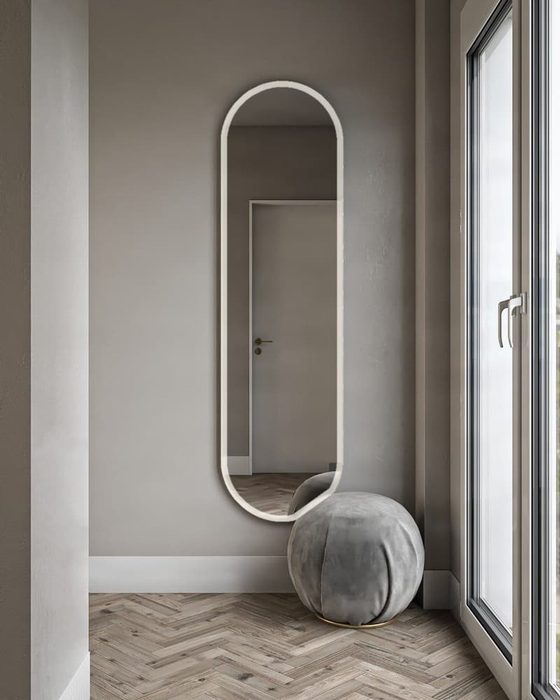 Καθρέπτης Επιδαπέδιος με Led Project Mirrors Iron Floor Semi Oval Ματ Λευκό 50x180cm