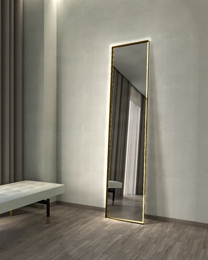 Καθρέπτης Επιδαπέδιος με Led Project Mirrors Iron Floor Square Ματ Μπρονζέ 45x200cm
