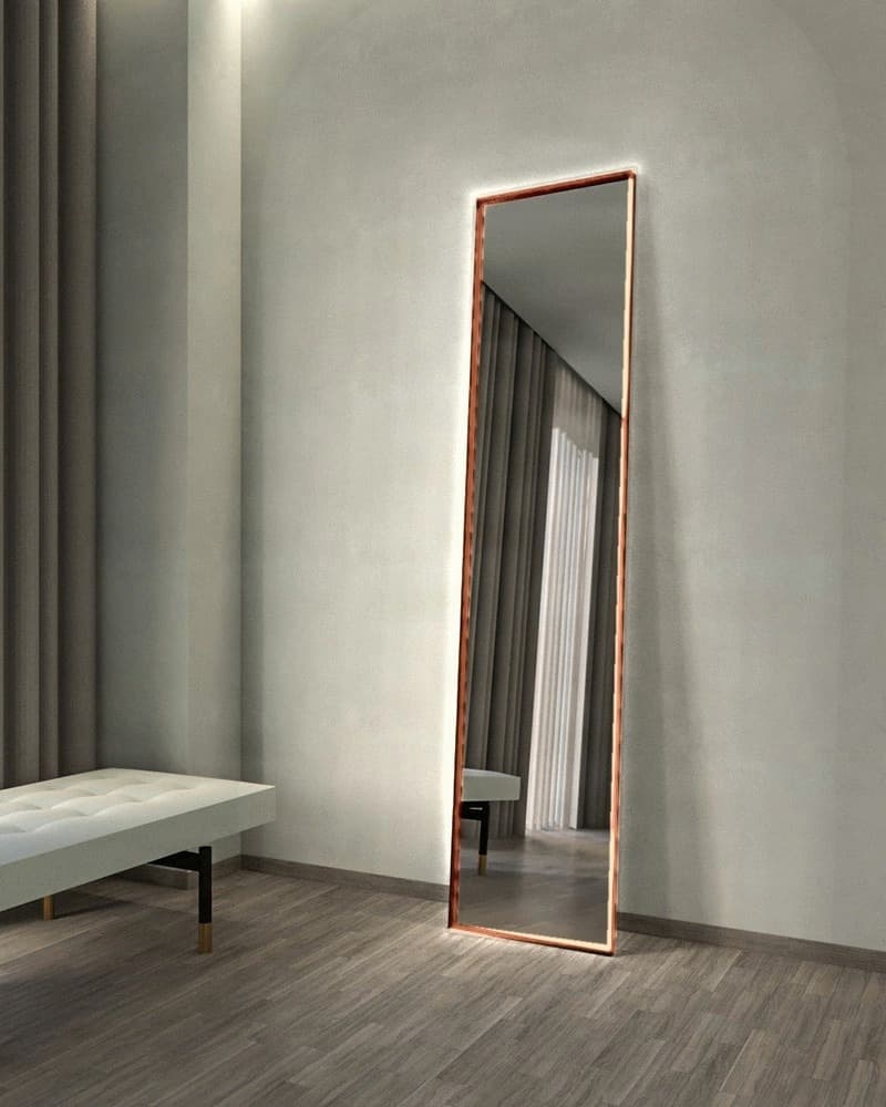 Καθρέπτης Επιδαπέδιος με Led Project Mirrors Iron Floor Square Ματ Χαλκός 45x200cm