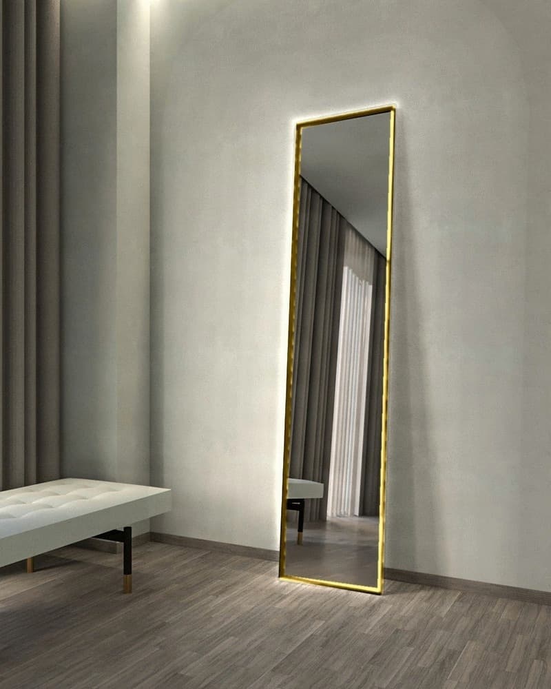 Καθρέπτης Επιδαπέδιος με Led Project Mirrors Iron Floor Square Ματ Χρυσό 45x200cm