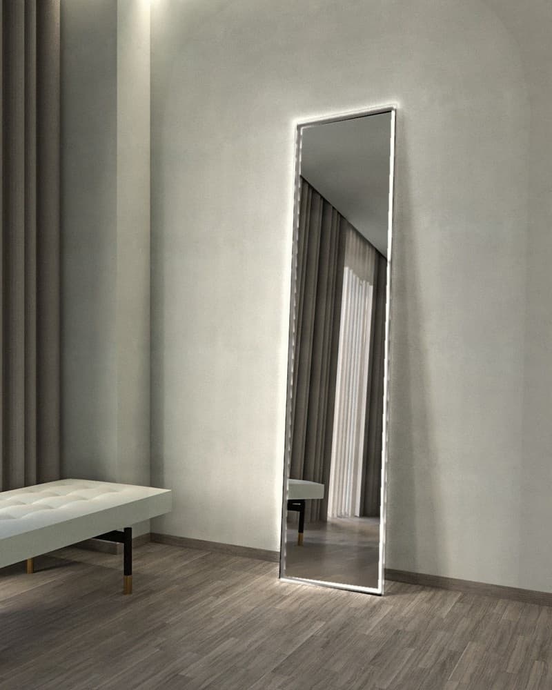 Καθρέπτης Επιδαπέδιος με Led Project Mirrors Iron Floor Square Ματ Γκρι 45x200cm
