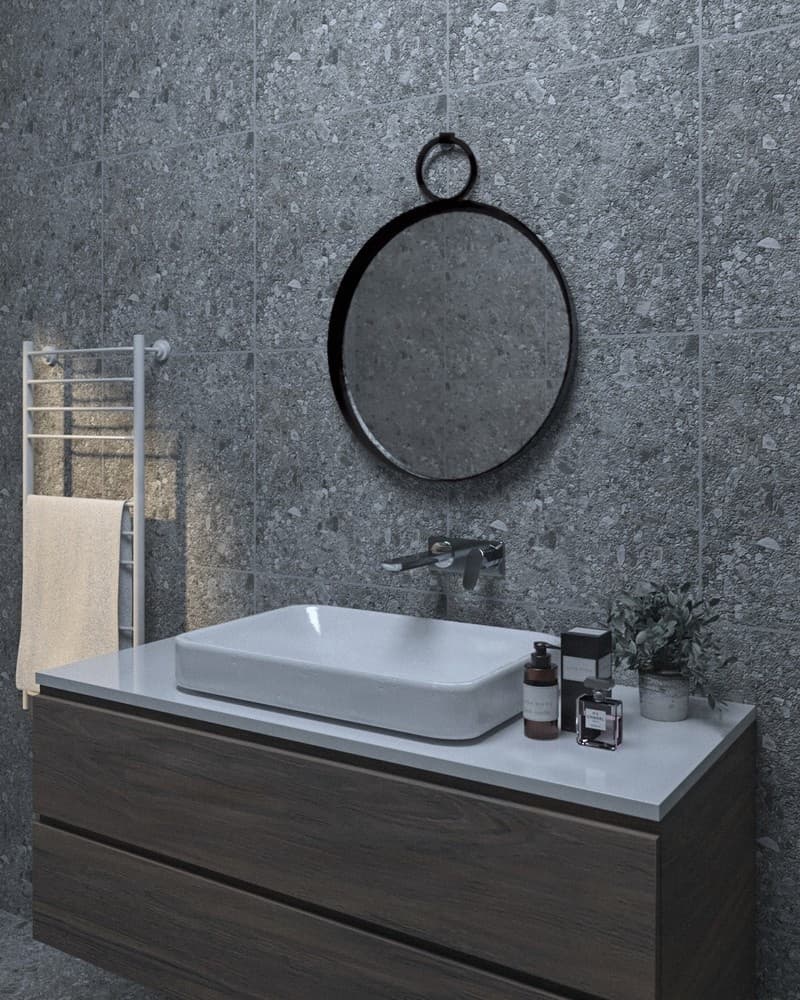 Καθρέπτης μπάνιου Project Mirrors Iron Link Ματ Μαύρο Φ55cm