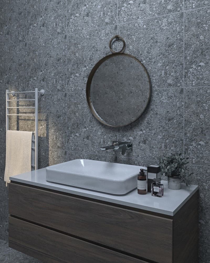 Καθρέπτης μπάνιου Project Mirrors Iron Link Ματ Γραφίτης Φ55cm