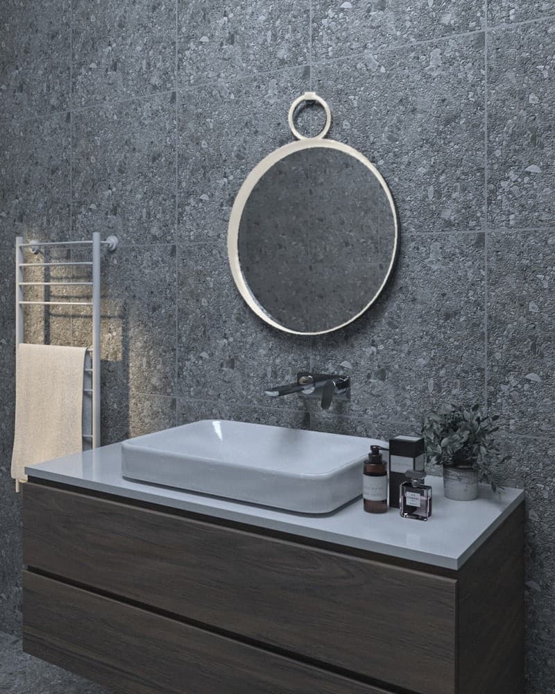 Καθρέπτης μπάνιου Project Mirrors Iron Link Ματ Λευκό Φ70cm