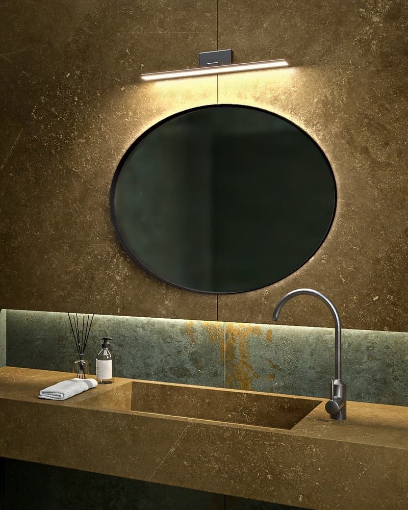 Καθρέπτης μπάνιου με Led Project Mirrors Iron Oval Ματ Μαύρο 85x65cm