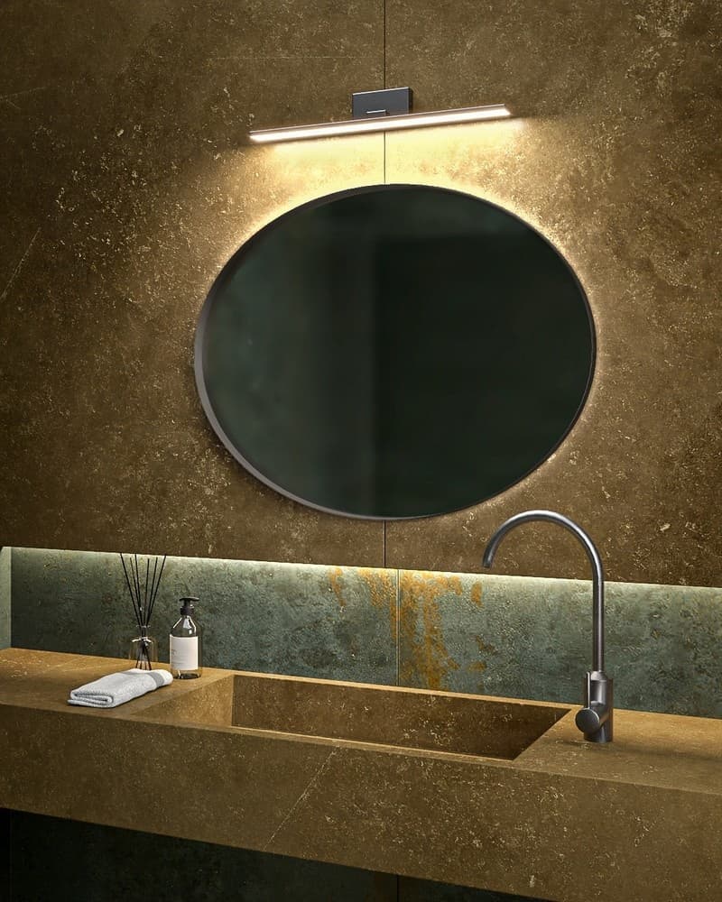 Καθρέπτης μπάνιου με Led Project Mirrors Iron Oval Ματ Γραφίτης 85x65cm