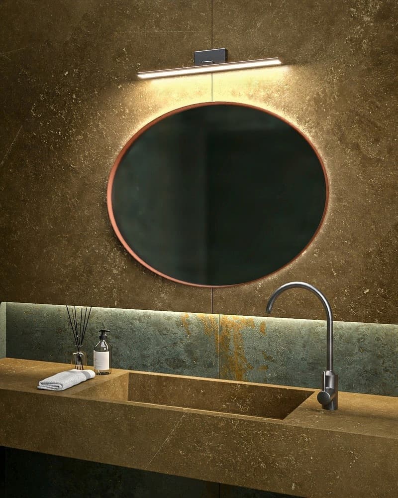 Καθρέπτης μπάνιου με Led Project Mirrors Iron Oval Ματ Χαλκός 85x65cm