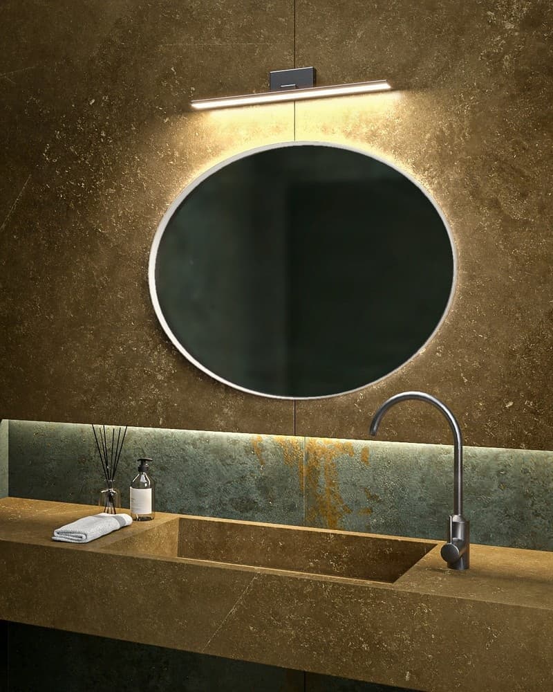 Καθρέπτης μπάνιου με Led Project Mirrors Iron Oval Ματ Λευκό 85x65cm