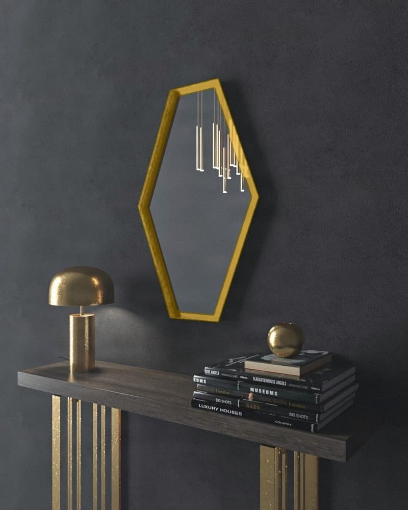 Καθρέπτης μπάνιου με Led Project Mirrors Iron Polygon Ματ Χρυσό 50x80cm