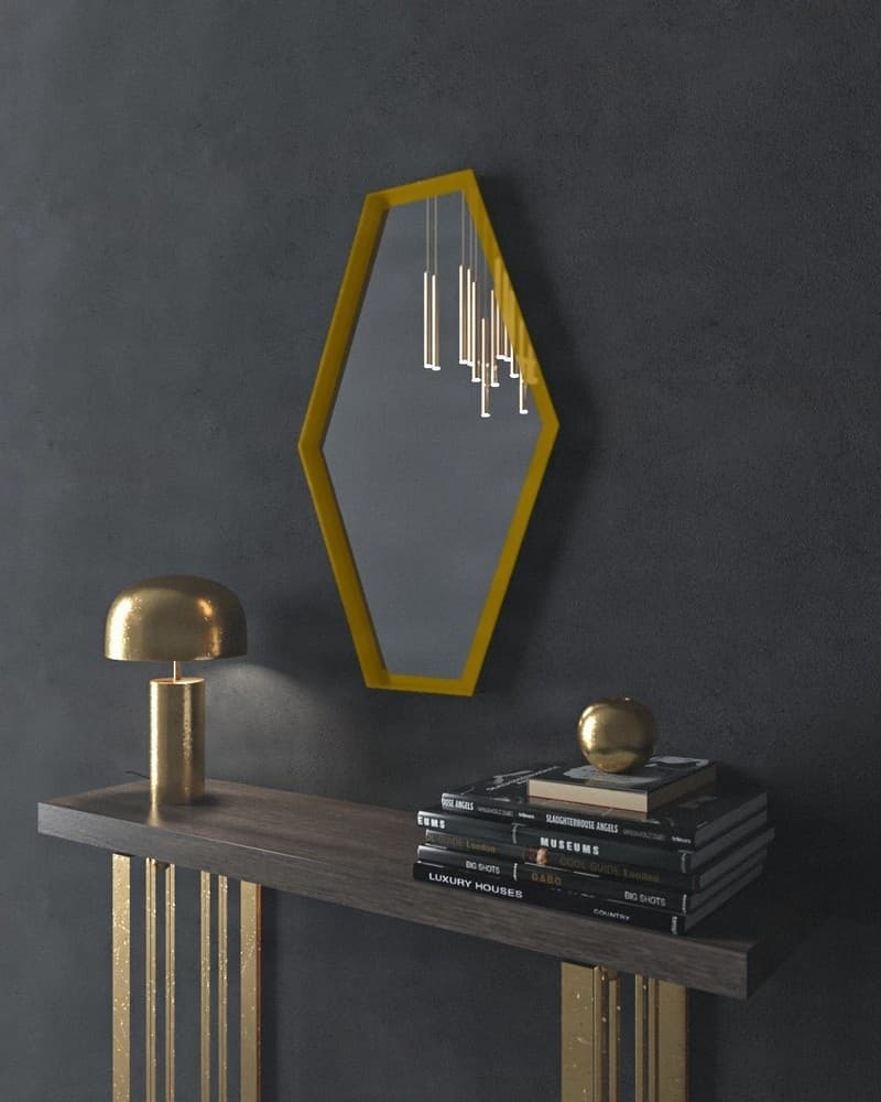 Καθρέπτης μπάνιου με Led Project Mirrors Iron Polygon Ματ Χρυσό 50x80cm
