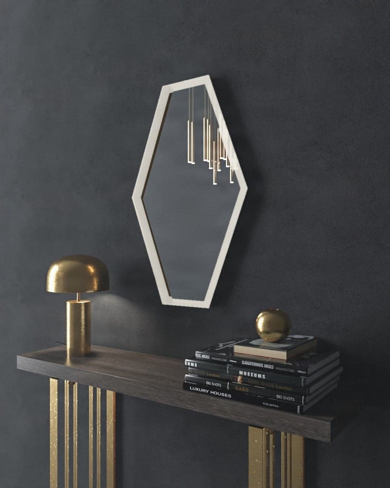 Καθρέπτης μπάνιου με Led Project Mirrors Iron Polygon Ματ Λευκό 50x80cm