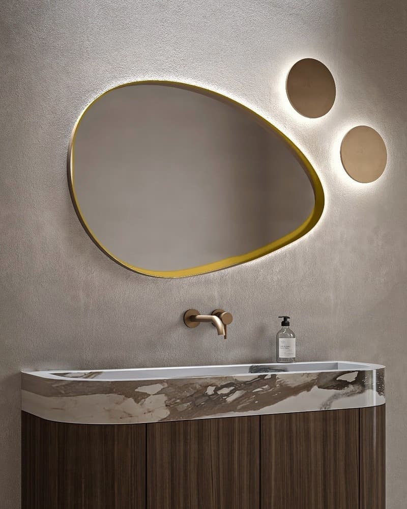 Καθρέπτης μπάνιου με Led Project Mirrors Iron Rock Ματ Χρυσό 100x65cm