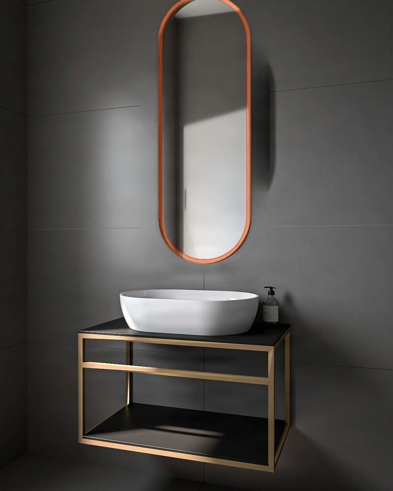 Καθρέπτης μπάνιου Project Mirrors Iron Semi Oval Ματ Χαλκός 45x125cm