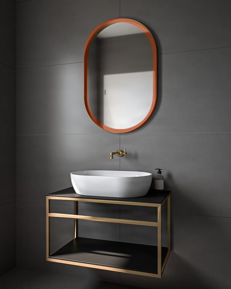 Καθρέπτης μπάνιου με Led Project Mirrors Iron Semi Oval Χαλκός 60x90cm